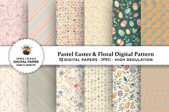 12 Pastel Easter Floral Digital Patterns for Creative Projects