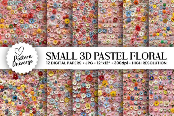 3d Small Pastel Floral Patterns