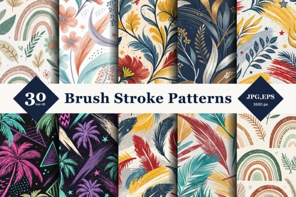 Brush Stroke Style Seamless Patterns 01: Add Artistic Flair to Your Projects