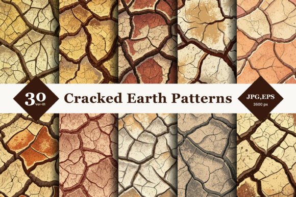 Cracked Earth Style Seamless Patterns 01: Bring Natural Texture to Your Creative Projects
