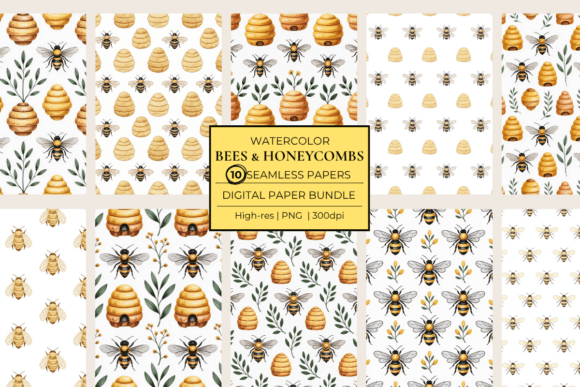 Cute Bee Patterns Honey Textures Set: A Sweet Addition to Your Creative Toolkit