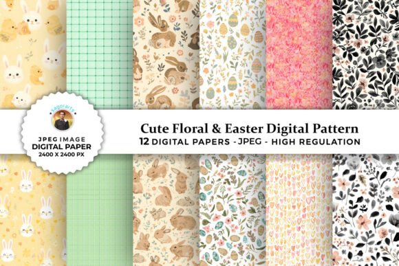 Cute Floral Easter Digital Patterns for Creative Projects