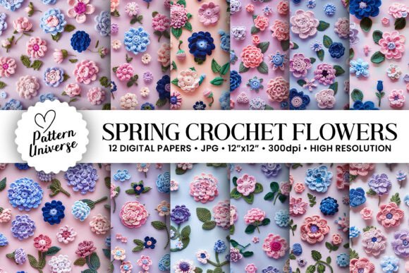 Elevating Craft and Design with Spring Purple Crochet Flower Seamless Patterns