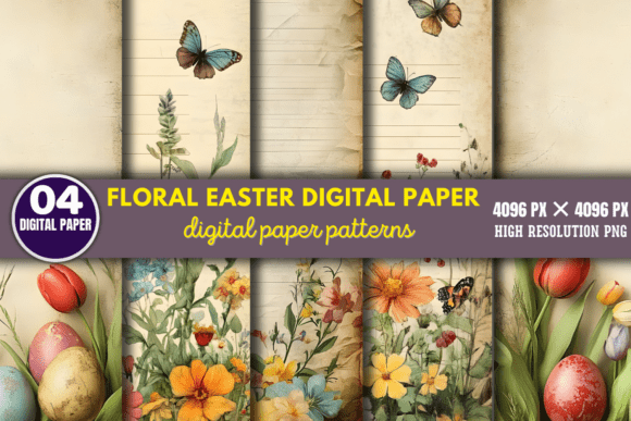 Floral Easter Digital Paper Patterns 8: A Creative Tool for Designers and Craft Enthusiasts