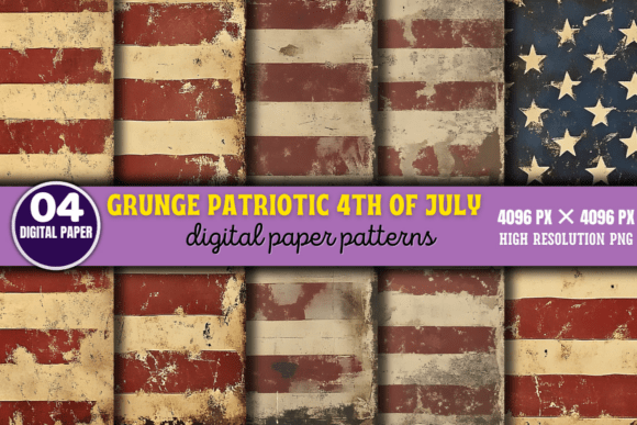 Grunge Patriotic 4th of July Patterns: A Unique Blend of Texture and National Pride