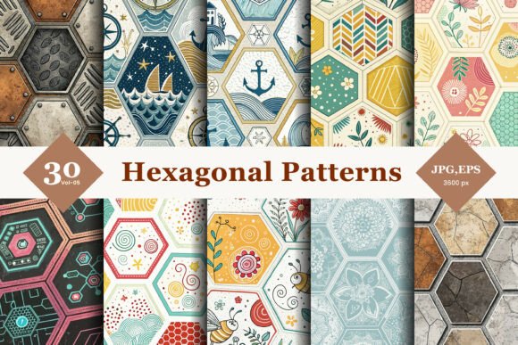 Hexagonal Seamless Patterns 05: A Stylish Geometric Refresh