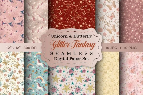 Magical Unicorn Fantasy Glitter Patterns