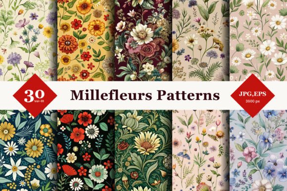 Millefleurs Seamless Patterns 01: Timeless Floral Design Assets