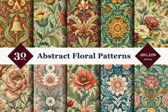 Minimalist Floral Abstraction: Exploring the Elegance of Abstract Floral Seamless Patterns 05