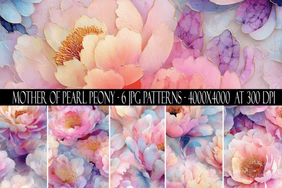 Mother of Pearl Peony Seamless Patterns