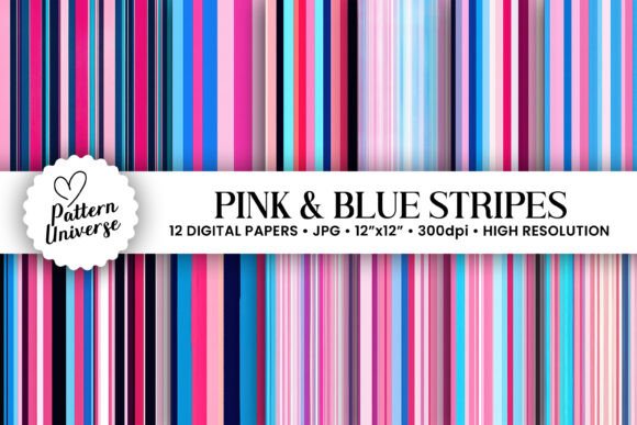 Pink Blue Stripes Seamless Patterns