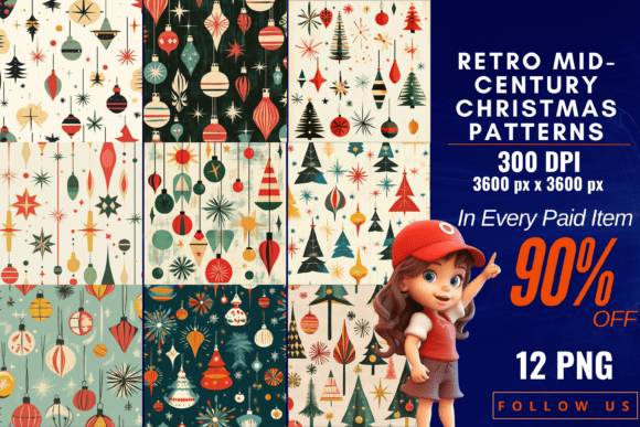 Retro Mid-Century Christmas Patterns for Festive Creativity