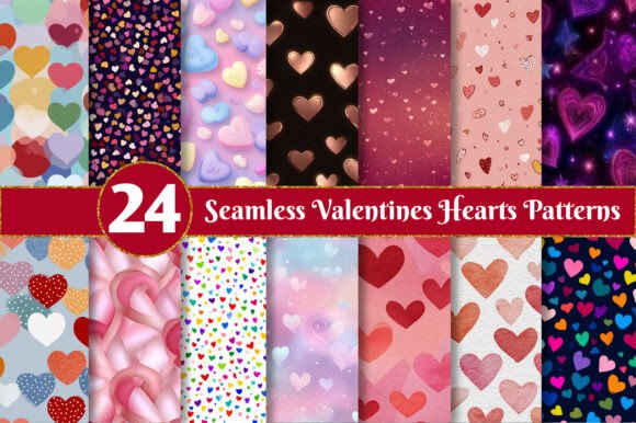 Seamless Valentines Hearts Patterns