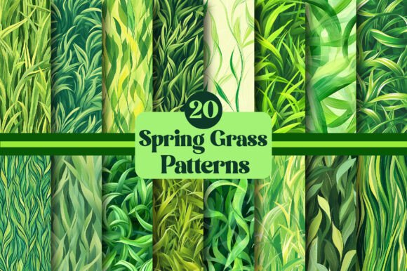 Spring Grass Patterns: Elevating Digital Design with Distressed Textures