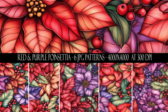 The Art of Festive Design: Exploring Red and Purple Poinsettia Seamless Patterns for Creative Projects